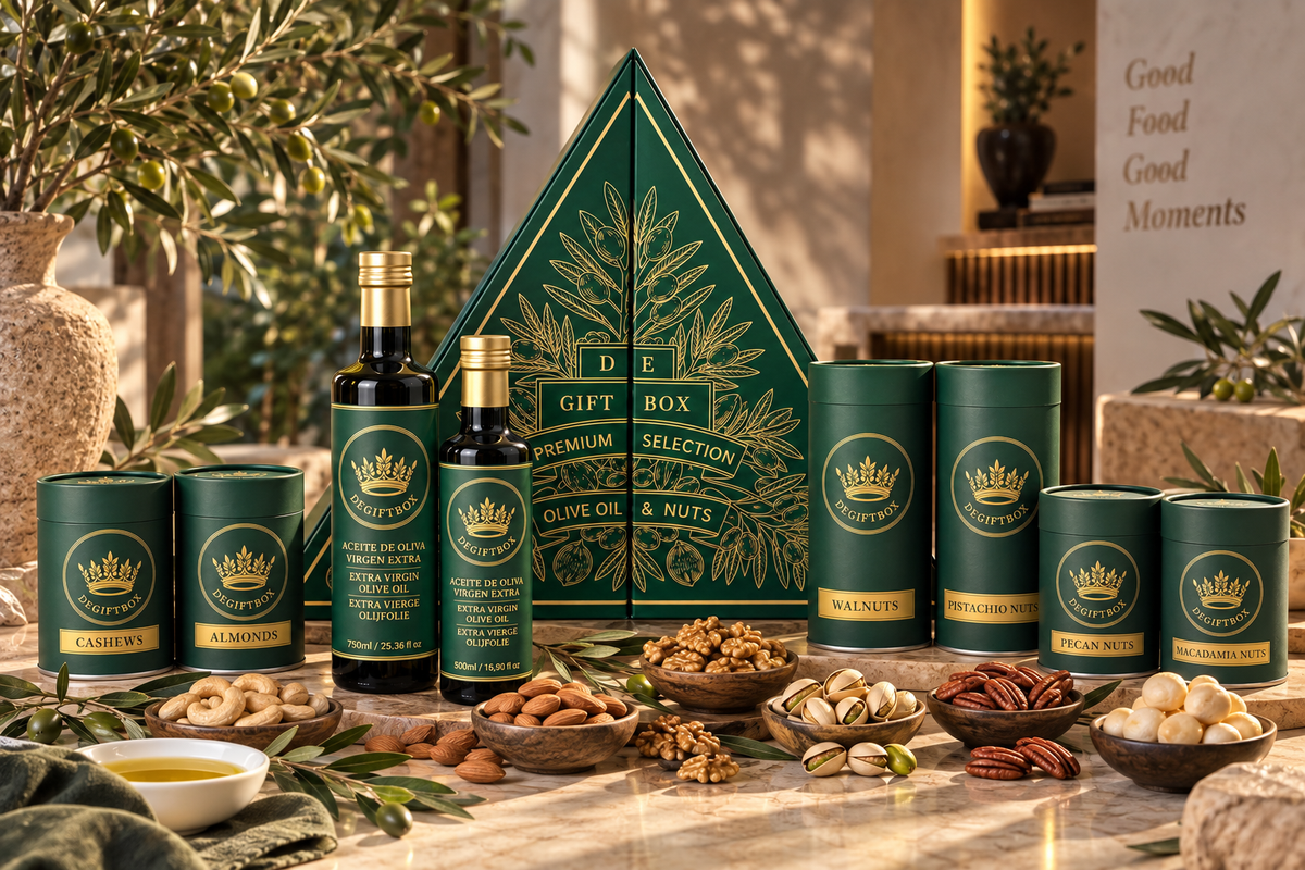The complete edition: olive oil, nuts and the triangular box